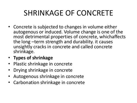 shrinkage of concrete